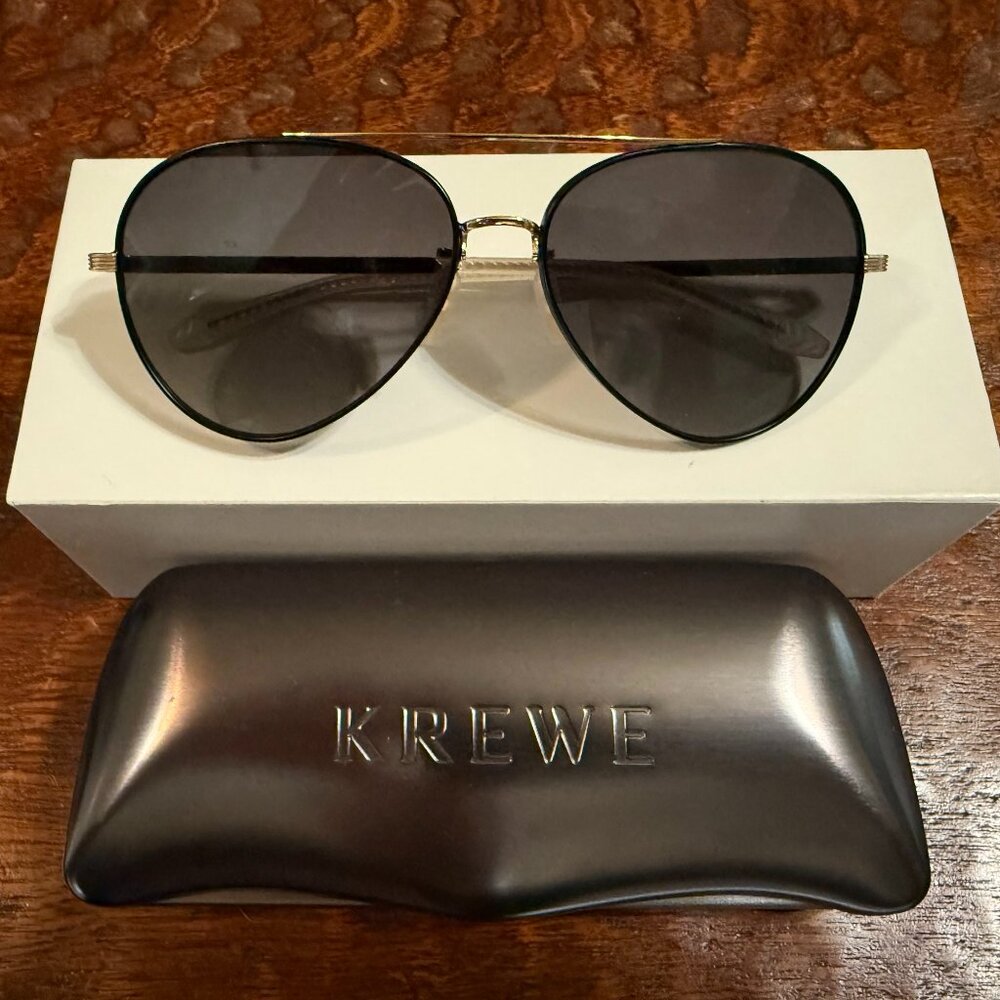 Krewe Tunica Gold and Black Aviator/Navigator Polarized Sunglasses